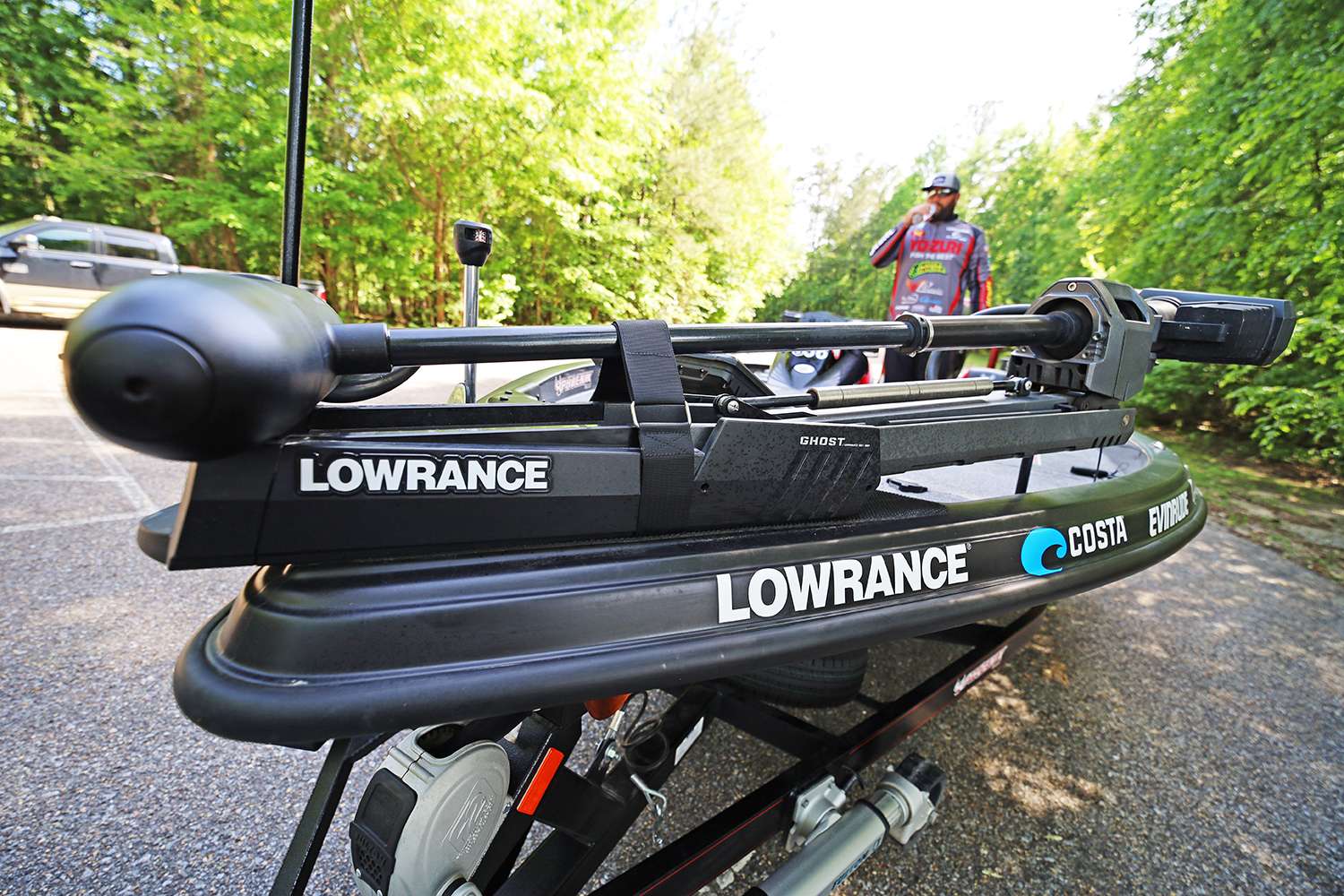 The new Lowrance Ghost trolling motor provides the drive power at the front. 