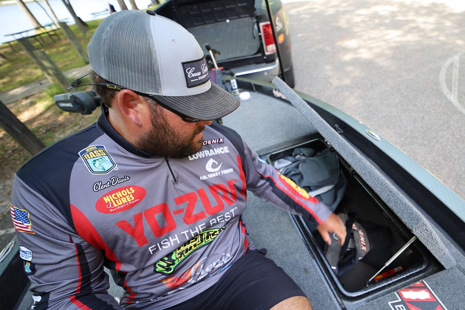Digging into the starboard side rod locker, Davis finds a few necessities. 