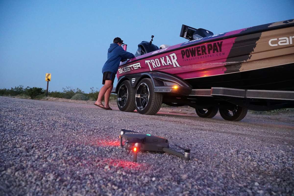 The Zaldains are here with videographer Mack Green to produce a YouTube series in collaboration with Bassmaster. They will share their passion for teaching the sport. Trait outlined the series like this. âWe want to be totally transparent, spontaneous and unscripted. If we miss a fish or a plan doesnât work, then so be it. We adjust. Thatâs all part of the sport.â Expect lots of underwater footage and aerials. Mack gets ready to launch the drone. 
<p>
<a href=