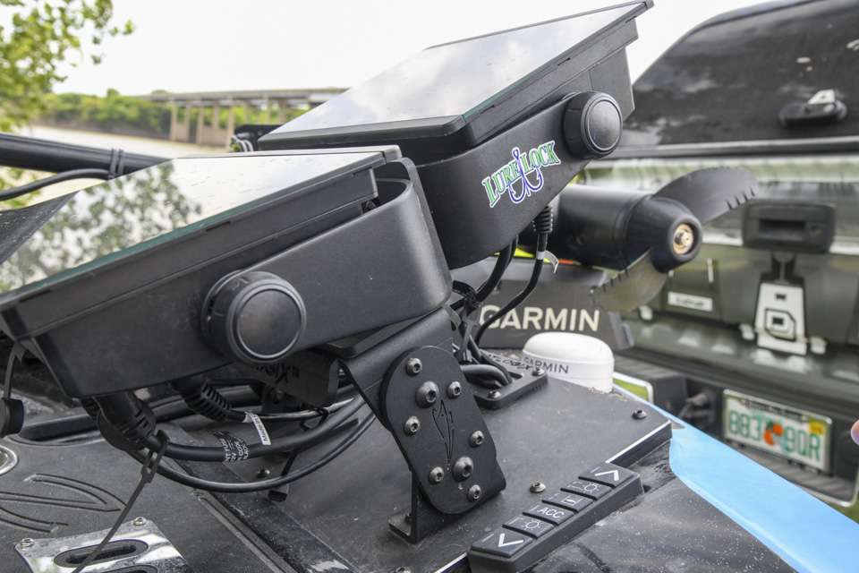 The Garmin units are secured by BoatLogix Dual Mount Panel Mounts. âThe units take a beating in rough water, and these mounts prevent damaging them. Iâve been running these for about three years now, and they are indestructible.â 