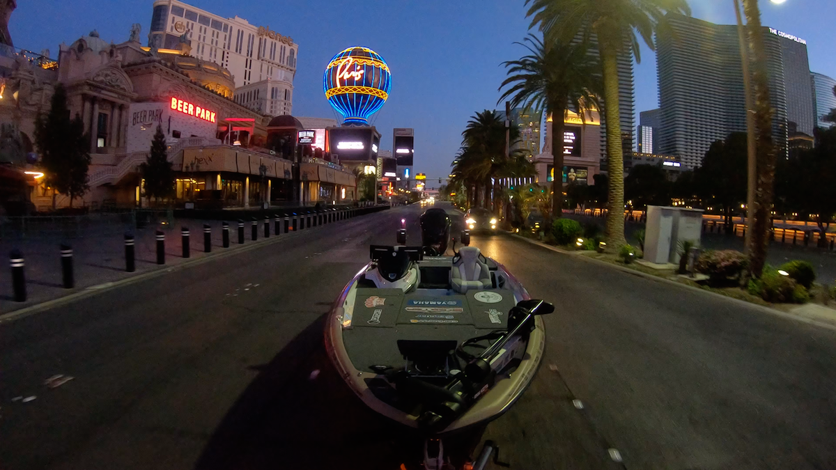 On a trip to Lake Mead the crew took a detour through Las Vegas. The normally bustling streets and sidewalks were empty. 
<p>
<a href=