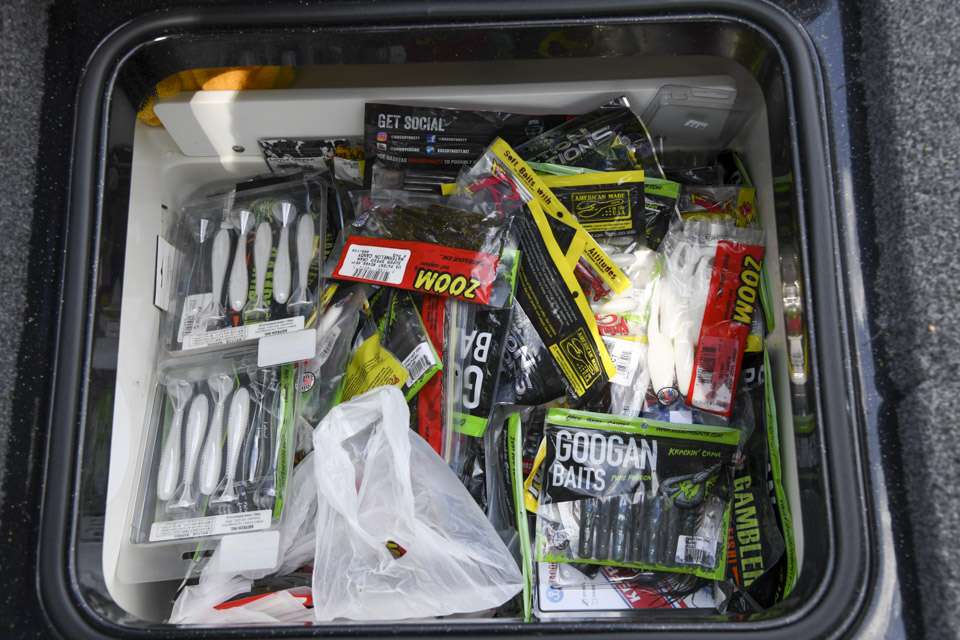 All those forlorn lures get dumped in here. âI call this my âOh Crap Box,â as in when nothing else is catching fish, then I come here looking for solutions.â 