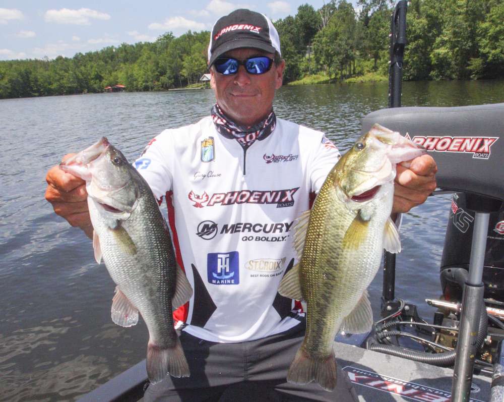 <b>THE DAY IN PERSPECTIVE</b><br>
âFinding the right piece of offshore structure was the key to catching bass today,â Clouse told <em>Bassmaster.</em> âMost of my keepers, including my five biggest fish, came off the same brushy hump, and this spot got better as the sun got higher. If I were to fish here tomorrow, Iâd look for more offshore structure with scattered brush and deep water close by; that seemed to be the combination they were wanting.â 
<p>
<b>WHERE AND WHEN GARY CLOUSE CAUGHT HIS FIVE BIGGEST BASS</b><br>
<b>1.</b>  2 pounds, 14 ounces; green pumpkin/junebug Zoom Magnum Trick Worm; offshore hump; 8:14 a.m. <br>
<b>2.</b>  2 pounds, 8 ounces; scuppernong Zoom Ultravibe Speed Worm; brushpile on same hump as No. 1; 11:21 a.m. <br>
<b>3.</b>  3 pounds, 2 ounces; same lure and place as No. 2; 11:33 a.m. <br>
<b>4.</b>  3 pounds, 9 ounces; chartreuse/blue Strike King 3XD crankbait; same place as No. 2; 11:53 a.m.<br>
<b>5.</b>  2 pounds, 12 ounces; same lure as No. 2; same place as No. 1; 1:13 p.m. <br>
TOTAL 14 POUNDS, 13 OUNCES
