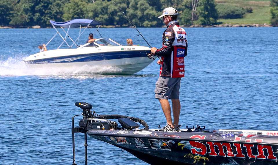 Check out Ray Hanselman with one of the scariest fish catches of the week at the SiteOne Bassmaster Elite at St. Lawrence River.