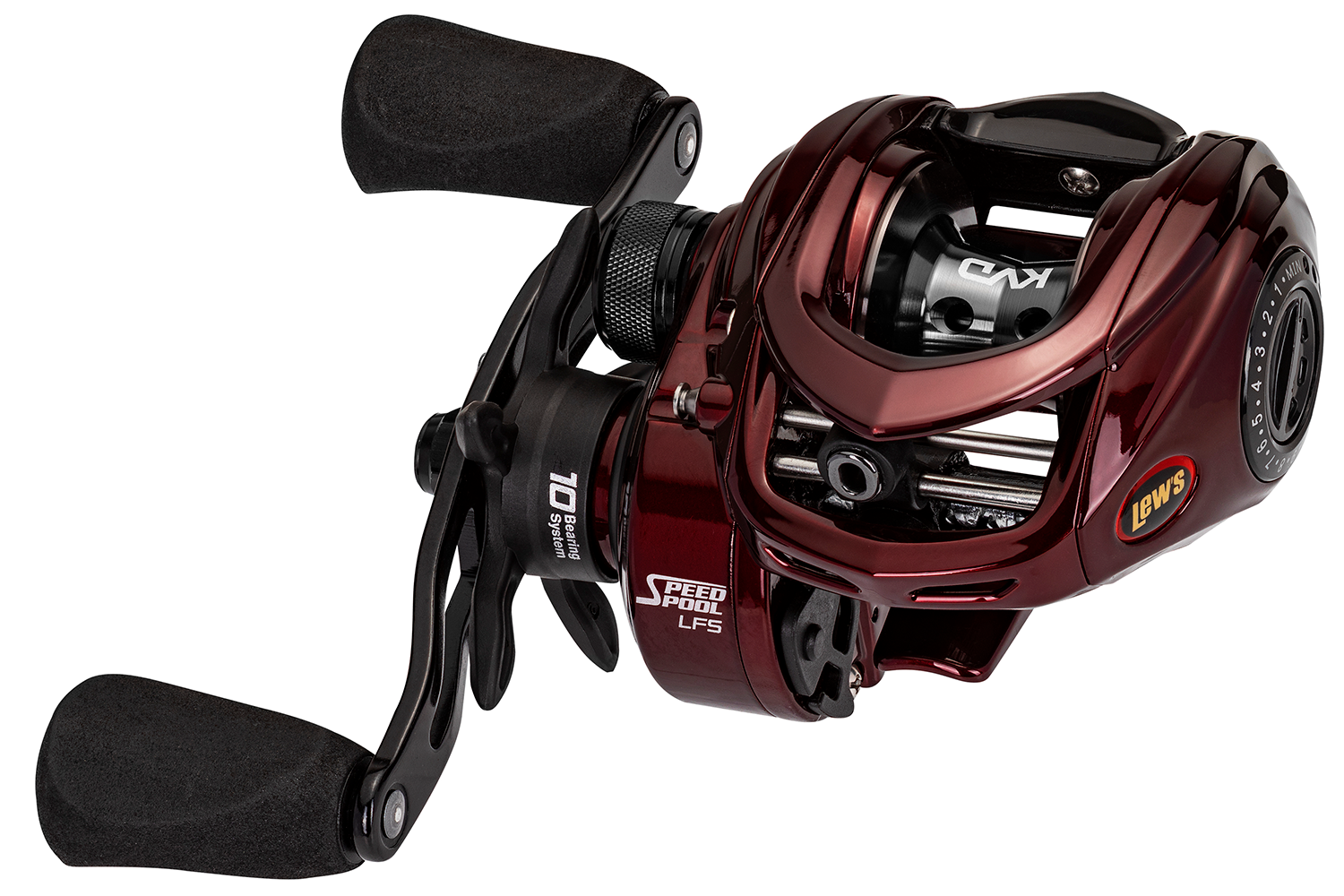 <p><b>Team Lews KVD Series Reels</b></p>
<p>Baitcasting models sport the following features; one-piece aluminum frame with easily removable palming graphite sideplate, a drilled, machine forged and anodized aluminum 34mm spool, high strength solid brass Speed Gears, P2 Super Pinion bearing supported pinion gear provides precise alignment and solid stability, resulting in a smoother operation and extended gear life, the Multi-Setting Brake (MSB) dual cast control system utilizes both an external click-dial for setting the magnetic brake, plus 4 individually disengaging, disk-mounted internal brake shoes that operate on centrifugal force, a premium 10 bearing system with stainless steel double shielded bearings and Zero Reverse one-way clutch, an anodized aluminum spool tension adjustment knob with audible click adjustment, the rugged carbon fiber drag system provides up to 20lbs. of drag power, bowed audible click drag star, anodized, bowed aluminum 95mm reel handle with EVA paddle knobs, oversized, Zirconia line guide, Lewâs patented retractable Speed Keeper bait keeper and an external lube port. </p>

<p>Spinning models will come with the following features; Premium 10-bearing system with 9 ball bearings and Zero Reverse one-way clutch bearing, all aluminum body and sideplate, Lewâs high strength and lightweight C40 Carbon skeletal speed rotor with aluminum bail wire and S-curve oscillation system, a double anodized braid ready knurled machined aluminum spool. Quality, solid brass pinion gear, durable stainless steel main shaft with external stainless steel screws, DuraMax drag system provides a smooth, powerful, and consistent drag for unmatched stopping power, right or left-hand adjustable aluminum handle with an EVA handle knob, Lewâs, Speed Lube for exceptional smoothness and uninterrupted performance in all weather conditions, from extreme heat to freezing cold. Will be available at fishing tackle retailers beginning in the fall of 2020.</p>
<p><a href=