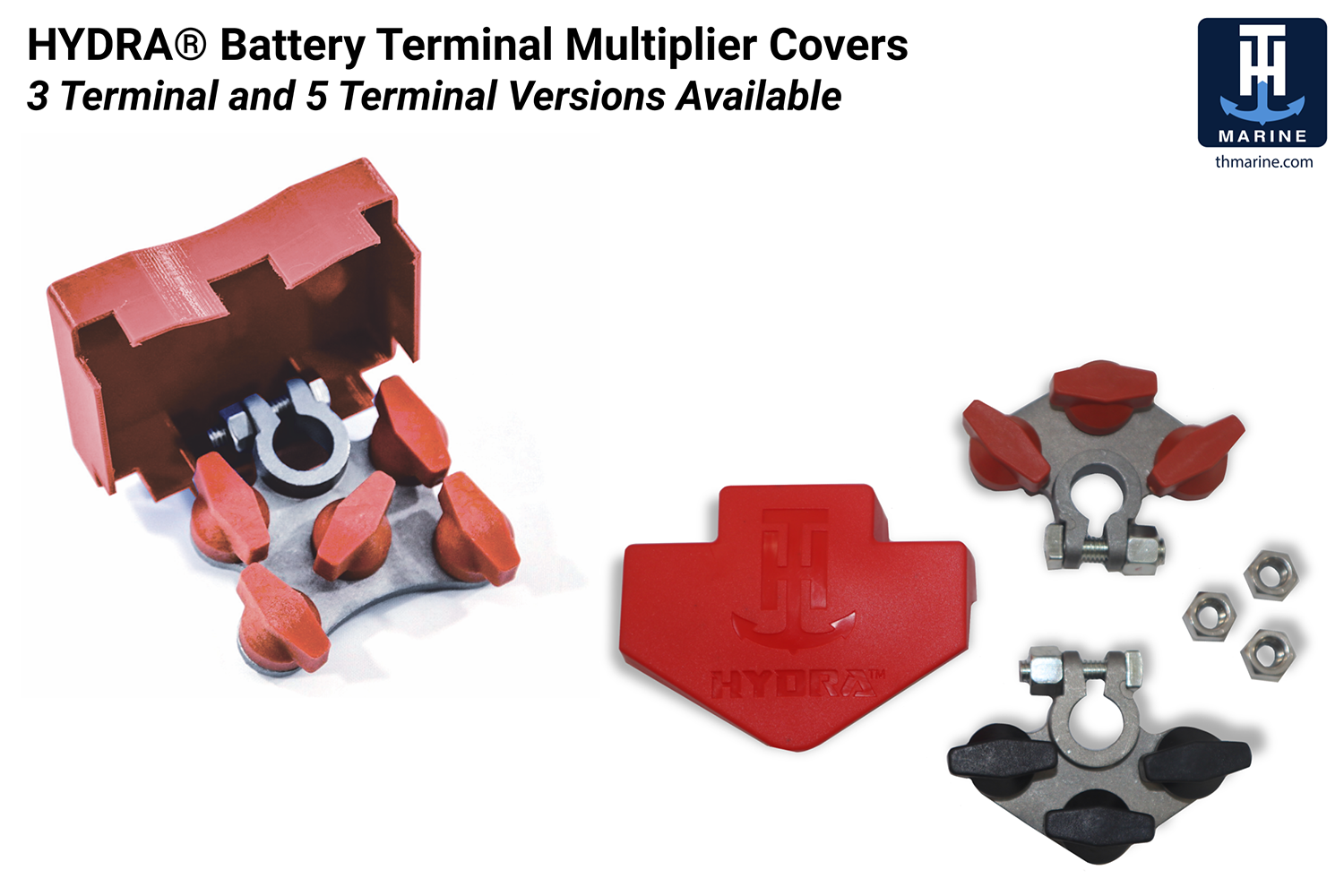 <p><b>Hydra Cover</b></p>
<p>Between the 3-post and 5-post versions of the Hydra Battery Terminal Multiplier, you can get just what you need to neatly and easily manage your marine battery connections â and with the Hydra Cover in place, you can safely protect these connections, too. Each Hydra Cover is manufactured with PVC material that is well-suited for wet / harsh environments. With these covers in place, helping prevent electrical arcing and exposure, you can enjoy even more worry-free boating knowing youâve safeguarded your electrical connections and the area surrounding your battery.</p>
<p><a href=