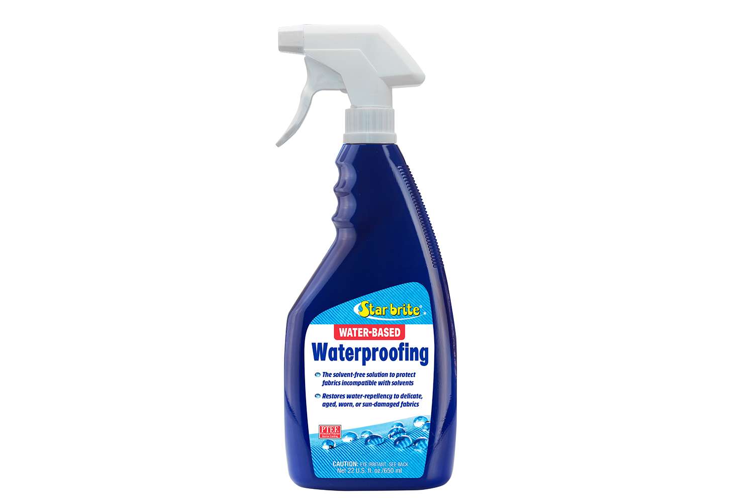 <p><b>Star brite Water-based Waterproofing - 82222</b></p>
<p>Water-based Waterproofing adds and restores water repellency to new, delicate, aged, worn, or sun-damaged fabrics. Use on boat tops, covers, cushions, and other outdoor fabrics. The unique solvent-free, water-based formula is low-odor, and can be used while the boat is in or near the water. It is also ideal for protecting outdoor gear. Non-PFOA contributing.</p>
<p><a href=