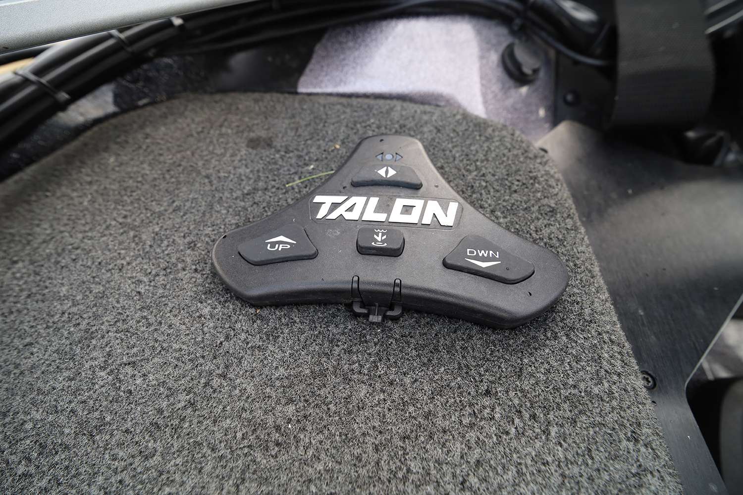 A Minn Kota Talon foot pedal is on the left-hand side of the Ultrex pedal.