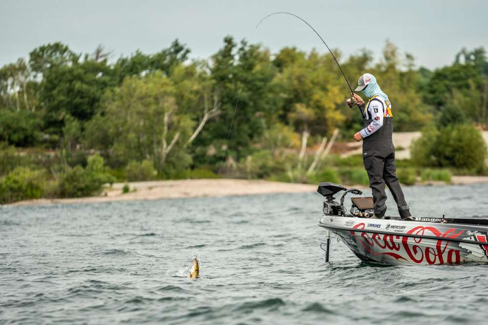 Take a look at Micah Frazier on Championship Sunday at the 2020 SiteOne Bassmaster Elite at St. Lawrence River.