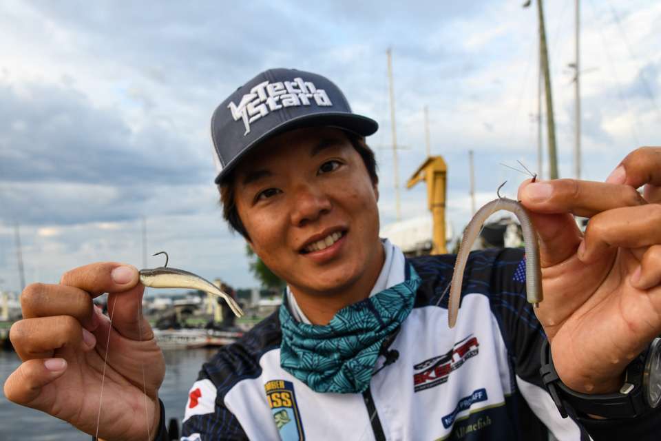 <h4>Taku Ito (10th; 73-10)</h4>  Taku Ito made a Neko rig with a 5.25-inch Nories Latterie straight-style finesse worm. He rigged it to a No. 1 Ryugi HHT113 Heavy Guard Talisman Hook, with 3/16-ounce weight. He made a drop shot rig with a 3-inch Berkley Gulp! Minnow, with No. 1 Ryugi HHT113 Heavy Guard Talisman Hook and 3/8-ounce weight.  