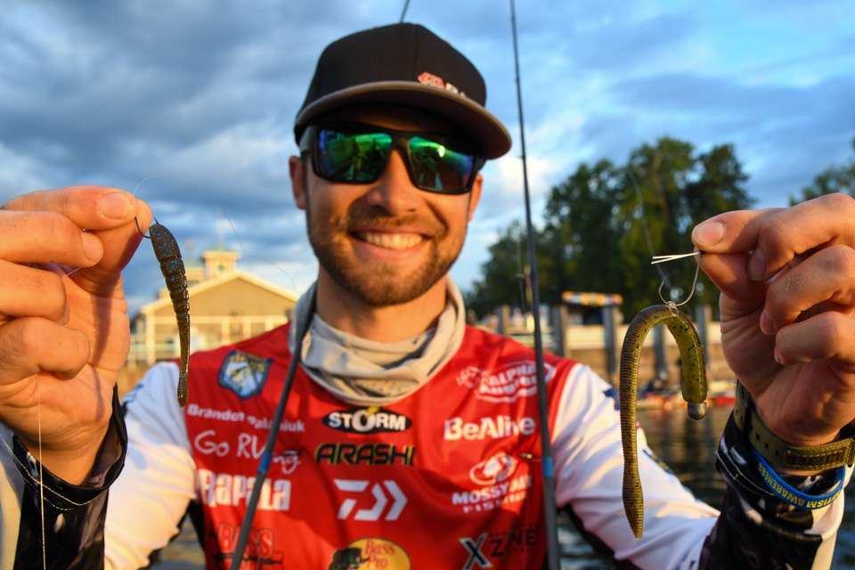 He made the Neko rig with a 6-inch X Zone Lures MB Fat Finesse Worm, on No. 1 VMC Ike Approved Weedless Neko Hook, with 3/16-ounce VMC Mushroom Head weight. Palaniuk made the drop shot rig with a 3.25-inch X Zone Lures Pro Series Finesse Slammer, on No. 2 drop shot hook and 3/8-ounce VMC Tungsten Teardrop Drop Shot Weight. <BR><BR> <b>Buy it now on Amazon</b><BR> <a href=