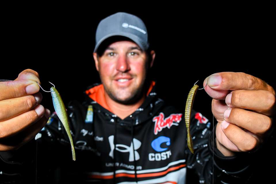 <p>He used the Berkley PowerBait MaxScent 4-inch Flat Worm, rigged on No. 1 Gamakatsu G-Finesse Stinger Hook, with 3/8-ounce Woo! Tungsten Drop Shot Weight. Using the same setup, he also used a Strike King 3X ElazTech Baby Z Too Soft Jerkbait. </p><p><strong>Buy it now on Amazon</strong><br><a href=