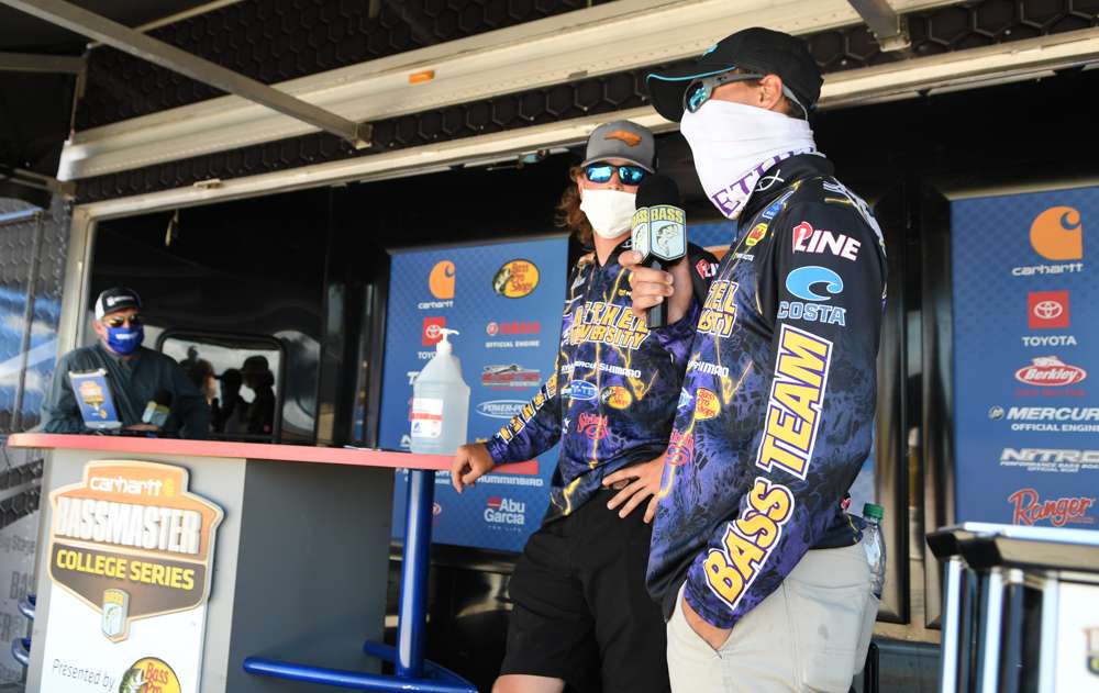 Day 2 Leaders Brad Ableman & Wilson Smith talk about their day before weighing their fish