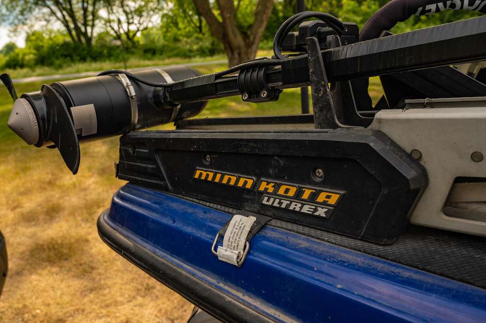 A Minn Kota Ultrex is his trolling motor of choice, and the shaft is tightly wrapped with all of the different sonar and imaging options DeMarion needs on the Bassmaster Elite Series.