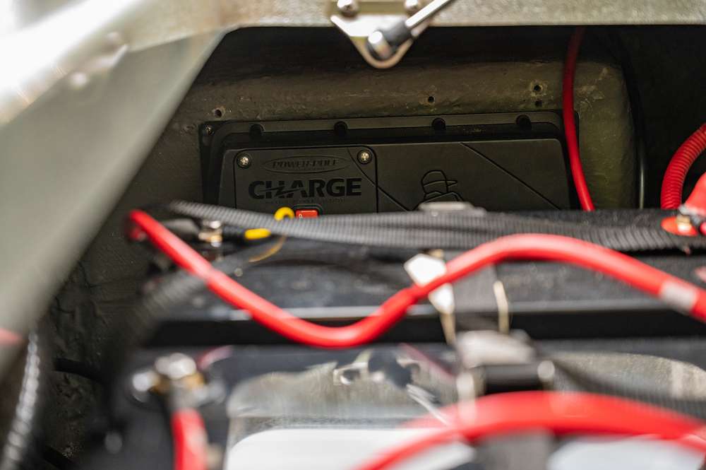Tucked behind everything, the Power-Pole Charge System is out of the way and ready to charge. 