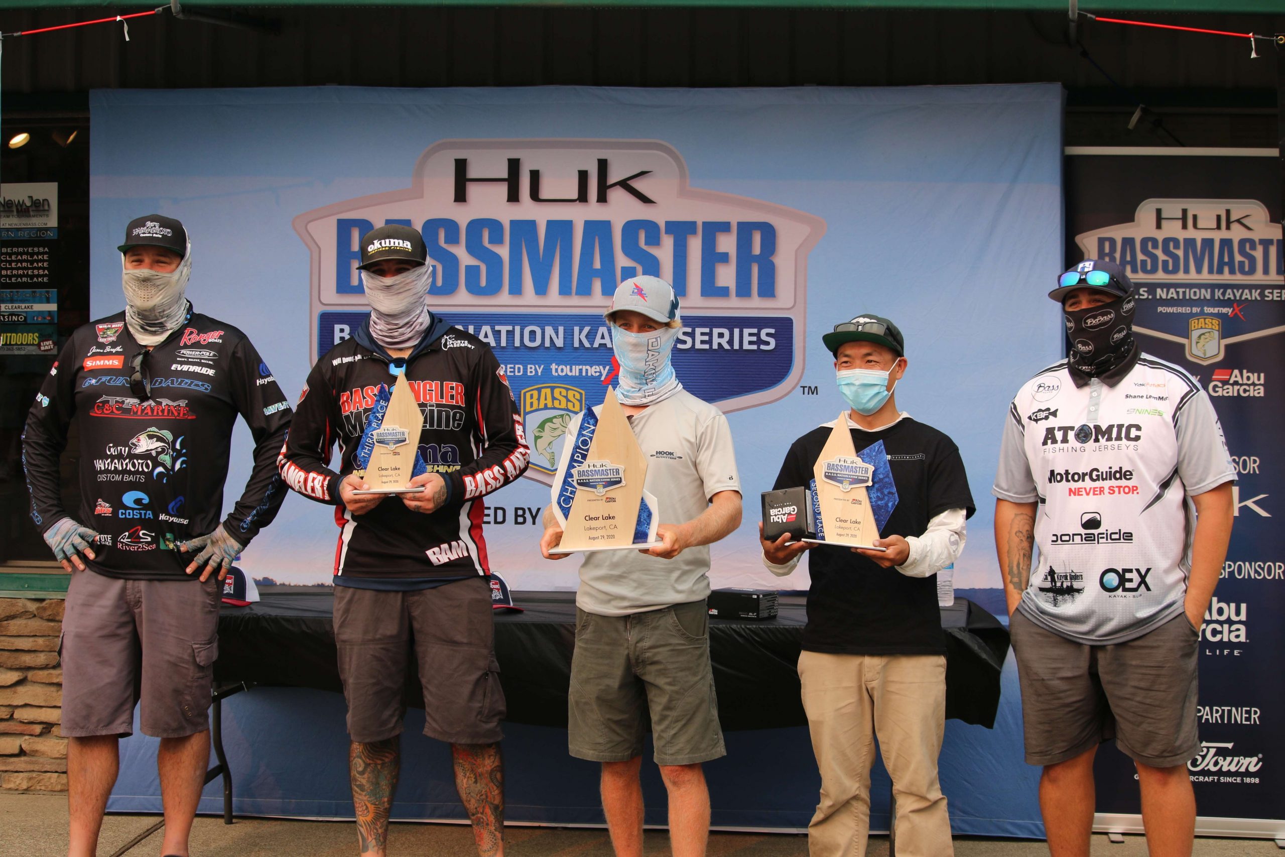Here they are. Remember, in kayak tournaments it's still your five best fish, but instead of weight they are measured by inches. Anglers put their fish on a measuring board and send a picture to Tourney X and Bassmaster officials to judge and score. 