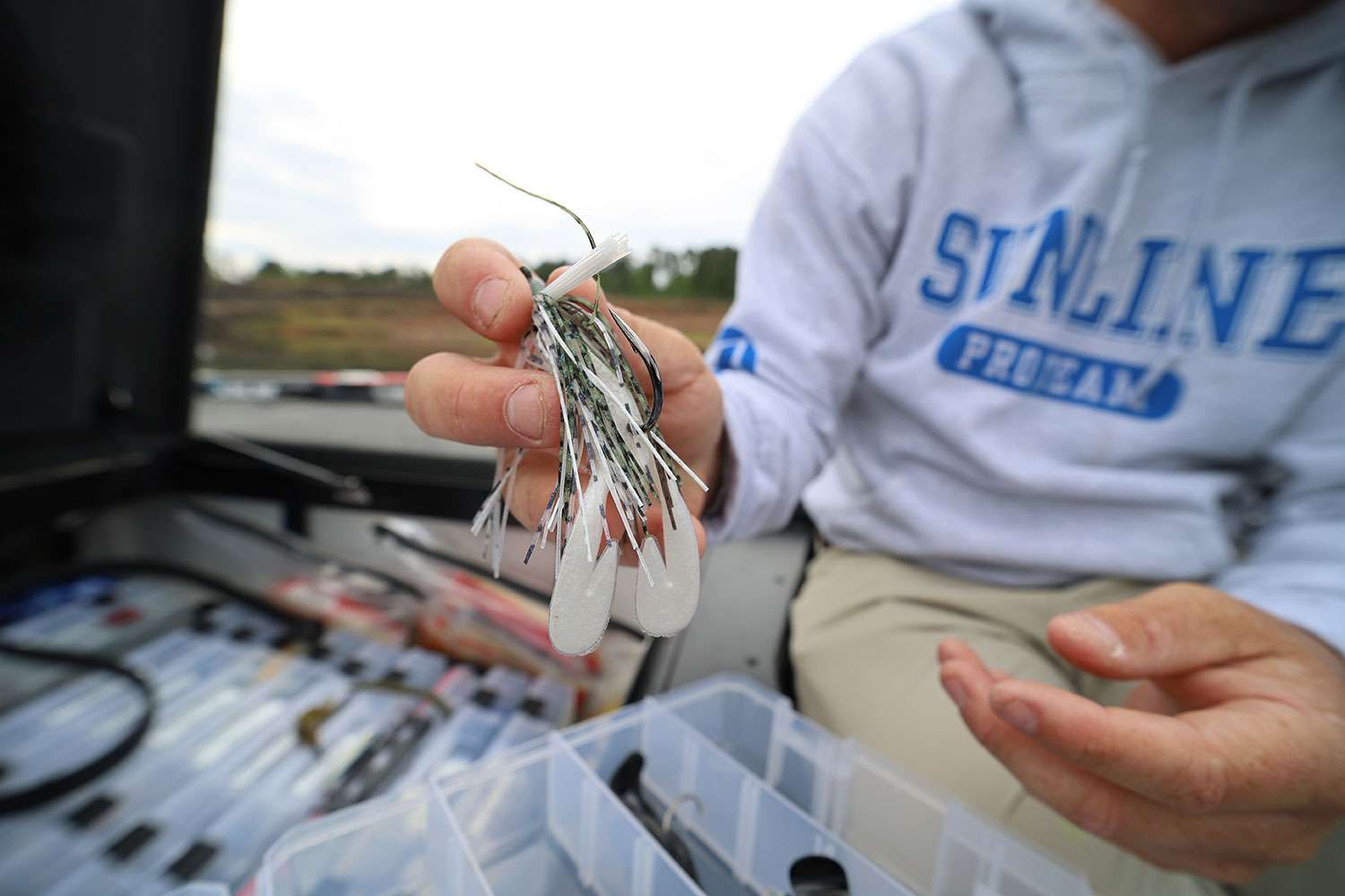 Especially in shad-based water, Logan likes a swim jig in a shad color pattern. 