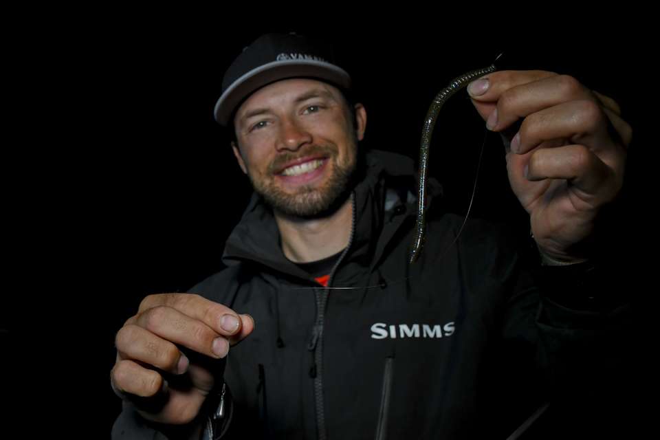 He made it with an X Zone Lures Deception Worm, rigged on a No. 1 VMC Finesse Neko Hook, with 1/4-ounce VMC Teardrop Tungsten Drop Shot Weight. Buy it now on Amazon: <a href=