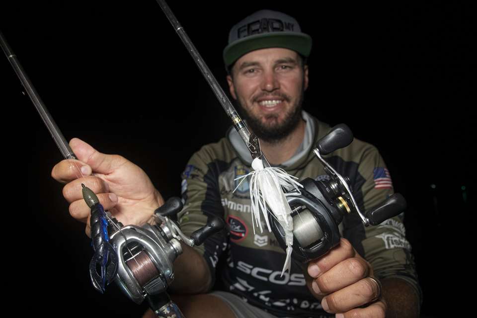 <p>Jocumsen caught schooling fish on a 1/2-ounce Z-Man ChatterBait Jackhammer, with a Yamamoto Zacko swimbait trailer. He made a punch rig with a Molix XD Craw rigged on a 4/0 Owner Jungle Flipping Hook, with a WOO! Tungsten 1.25-ounce weight. <strong>Buy it now on Amazon:</strong> <a href=