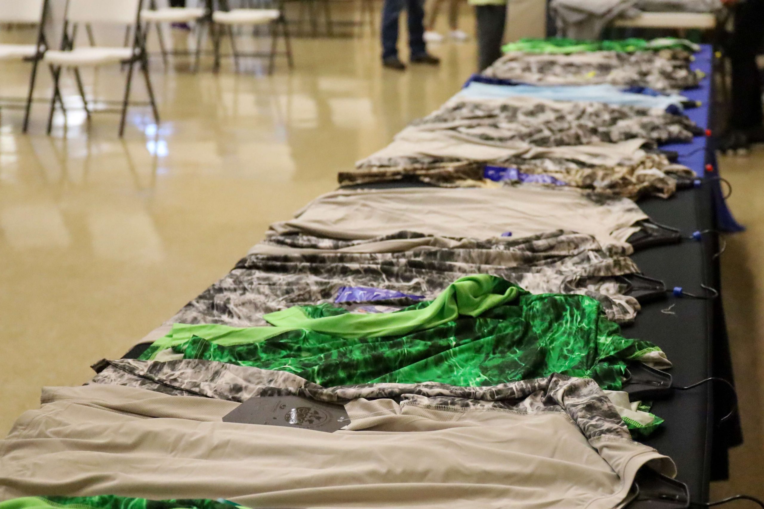 Mossy Oak brought a wide selection of shirts and apparel for the anglers to choose from.