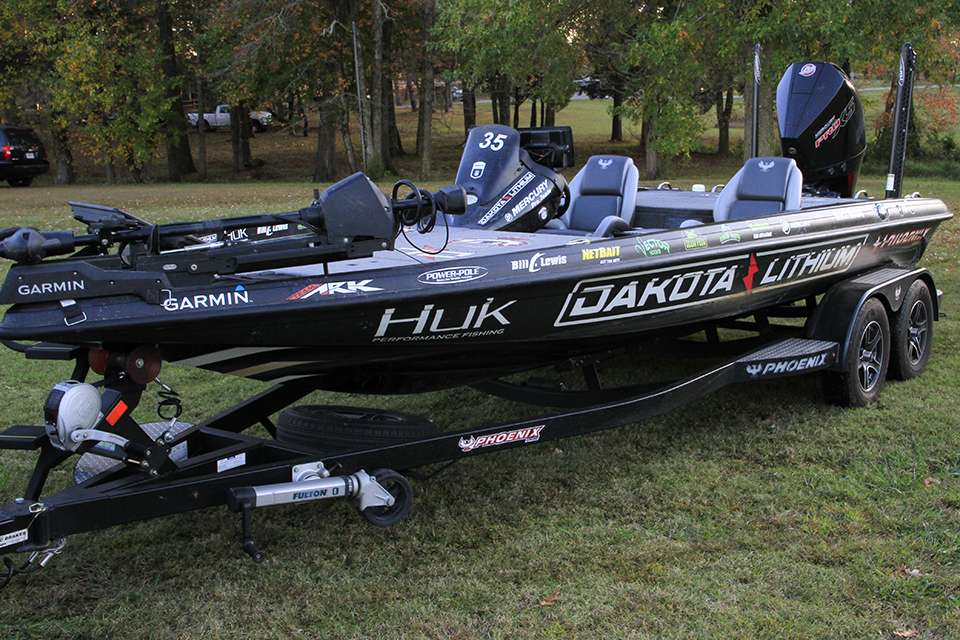 Bassmaster Elite Series pro Brock Mosley's boat was there for anglers to check out. 