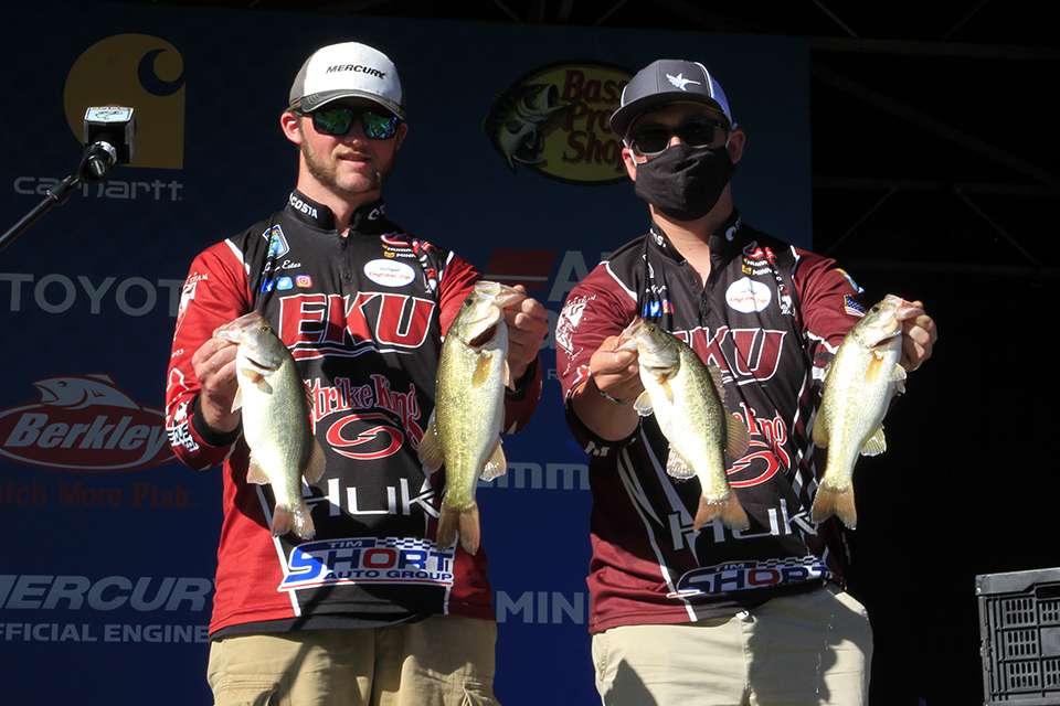 Mason Moore and Logan Estes of Eastern Kentucky University (12th Place, 41 Pounds, 5 Ounces total)