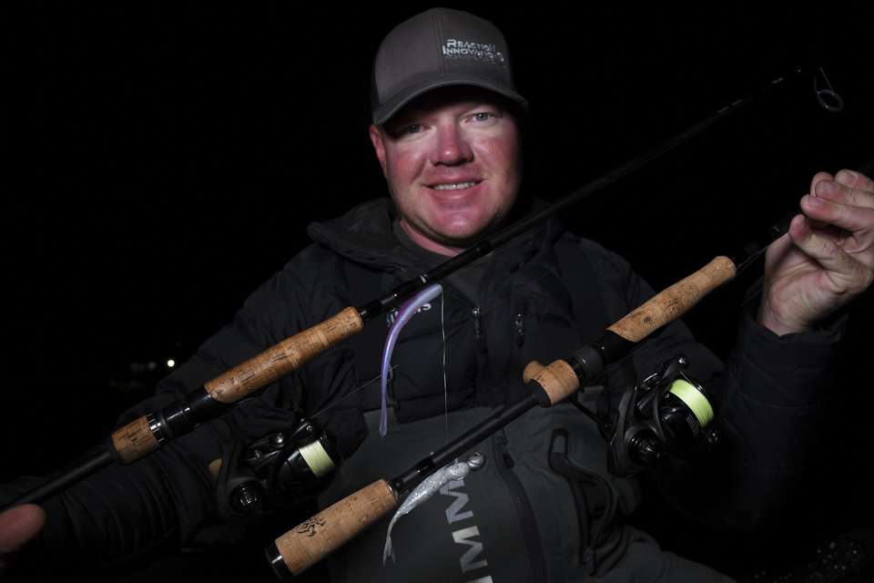 <p>Stracner also used a Reaction Innovations Shiver Shot on a 3/8-ounce jighead. He made a drop shot with either a Reaction Innovations Flirt Worm 4.95, or a Reaction Innovations Pocket Rocket, rigged on a 1/0 Gamakatsu G Finesse Hook, with a 3/8-ounce weight. He fished the finesse rigs on a Daiwa Tatula rod and reel combo, spooled with 12-pound Sunline Braided Line, with 6-pound Gamma Edge Fluorocarbon Line. <strong>Buy it now on Amazon:</strong> <a href=