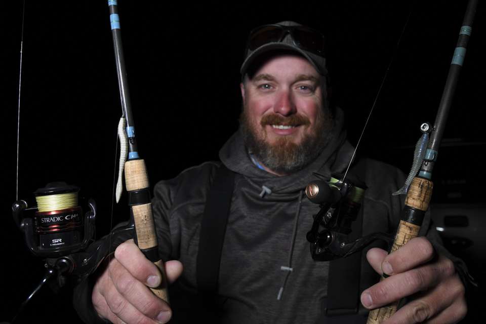 <p>Roark made the drop shot with a Berkley PowerBait MaxScent Flat Worm, rigged on a No. 2 hook with 3/8-ounce cylinder weight. He also used a Keitech FAT Swing Impact 2.8 Swimbait, rigged on a 3/8-ounce jighead. He fished both rigs on a 6-foot, 10-inch G. Loomis GLX rod with a Shimano Stradic Ci4+ reel. <strong>Buy it now on Amazon:</strong> <a href=