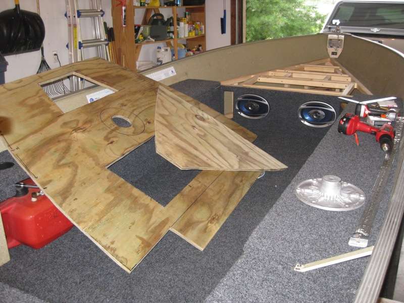 After precise measurements were made, he cut the front components out of two pieces of plywood. Sturdy marine-grade treated plywood was his choice. 