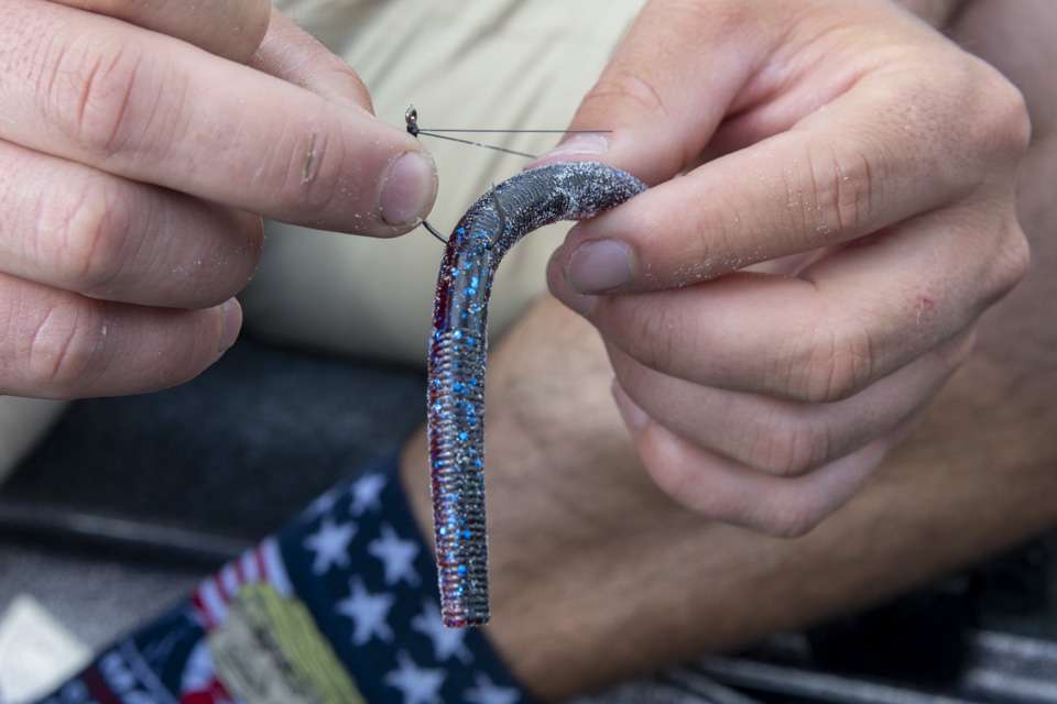 The Spike is rigged on an Owner wacky hook with a brush guard, allowing it to be used around fish-attracting cover.<br><br> âItâs weedless, and itâs strong as heck,â Rivet said. âYou canât beat it.â