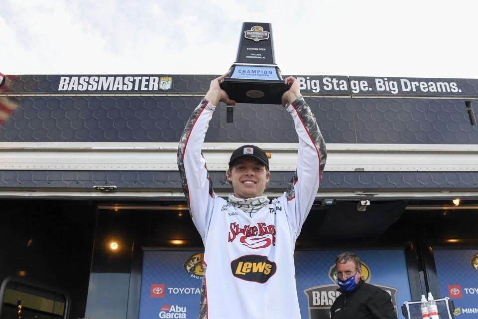 Przekurat enjoys the victory. It was not his first time. Przekurat was the winning co-angler at the 2019 Basspro.com Bassmaster Central Open at Grand Lake. 