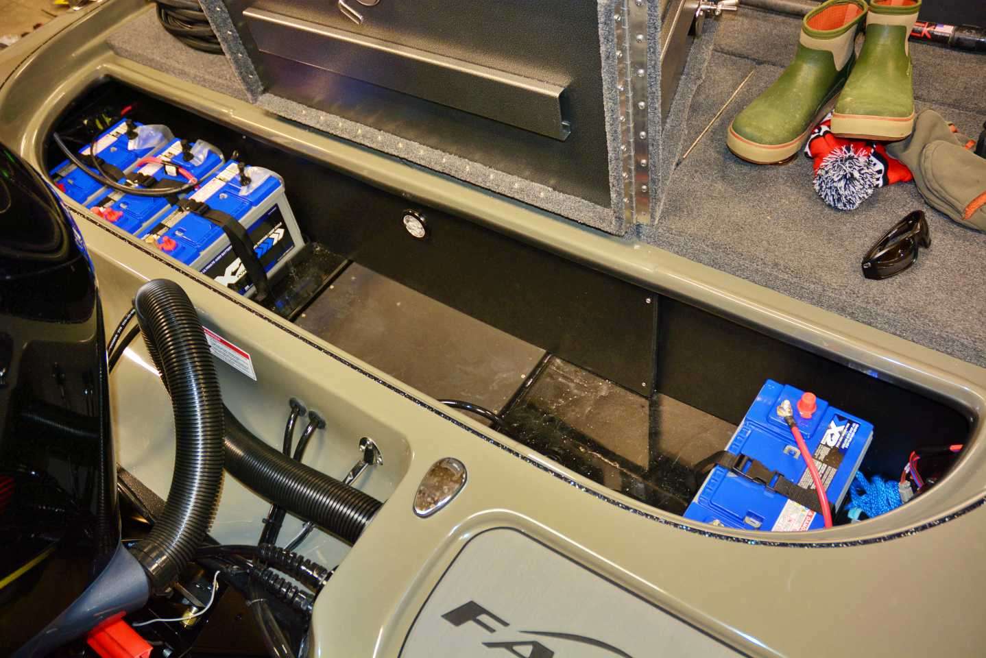 Before Palmer arrived, Jocumsen installed these X2Power Batteries in the spacious compartment.
