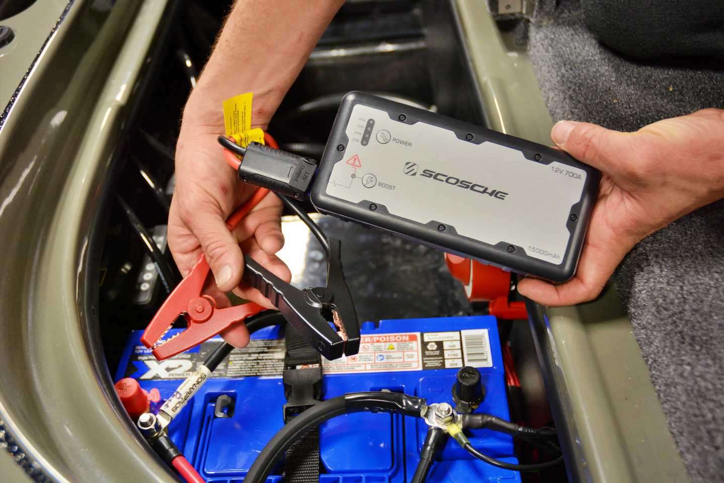 The PowerUp 700 portable jump starter can start boats and vehicles, and it includes safety protection against short circuit, reverse connection, polarity and more. It also has USB charging ports and an LED flashlight. âThis is essential gear and everyone should have it,â said Jocumsen. 
