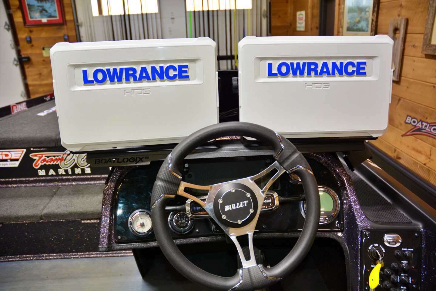 At the console are two Lowrance HDS-12 LIVE units. 
