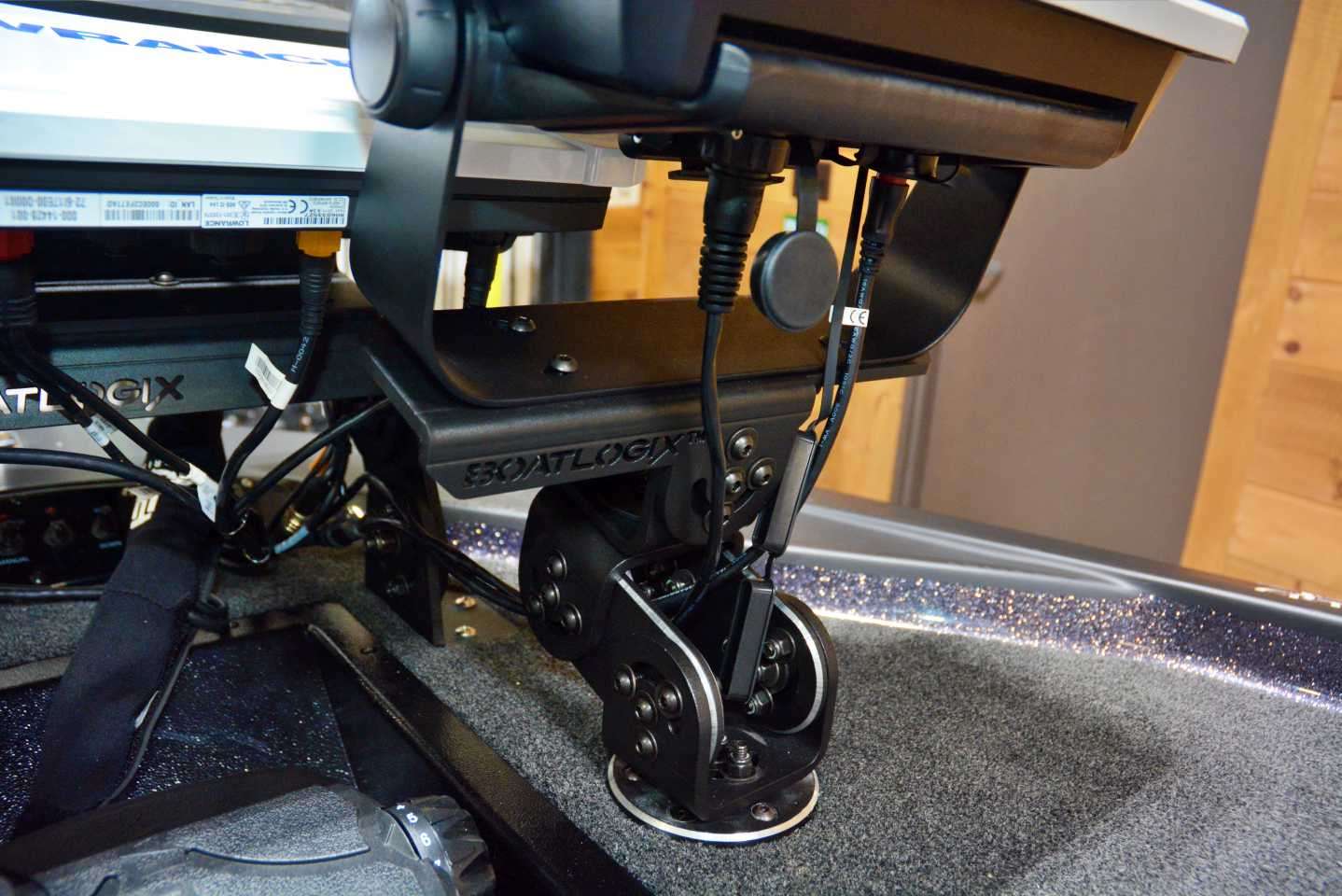 The Garmin is rigged to the new BoatLogix pedestal mount that swivels 360 degrees and horizontally or vertically. 
