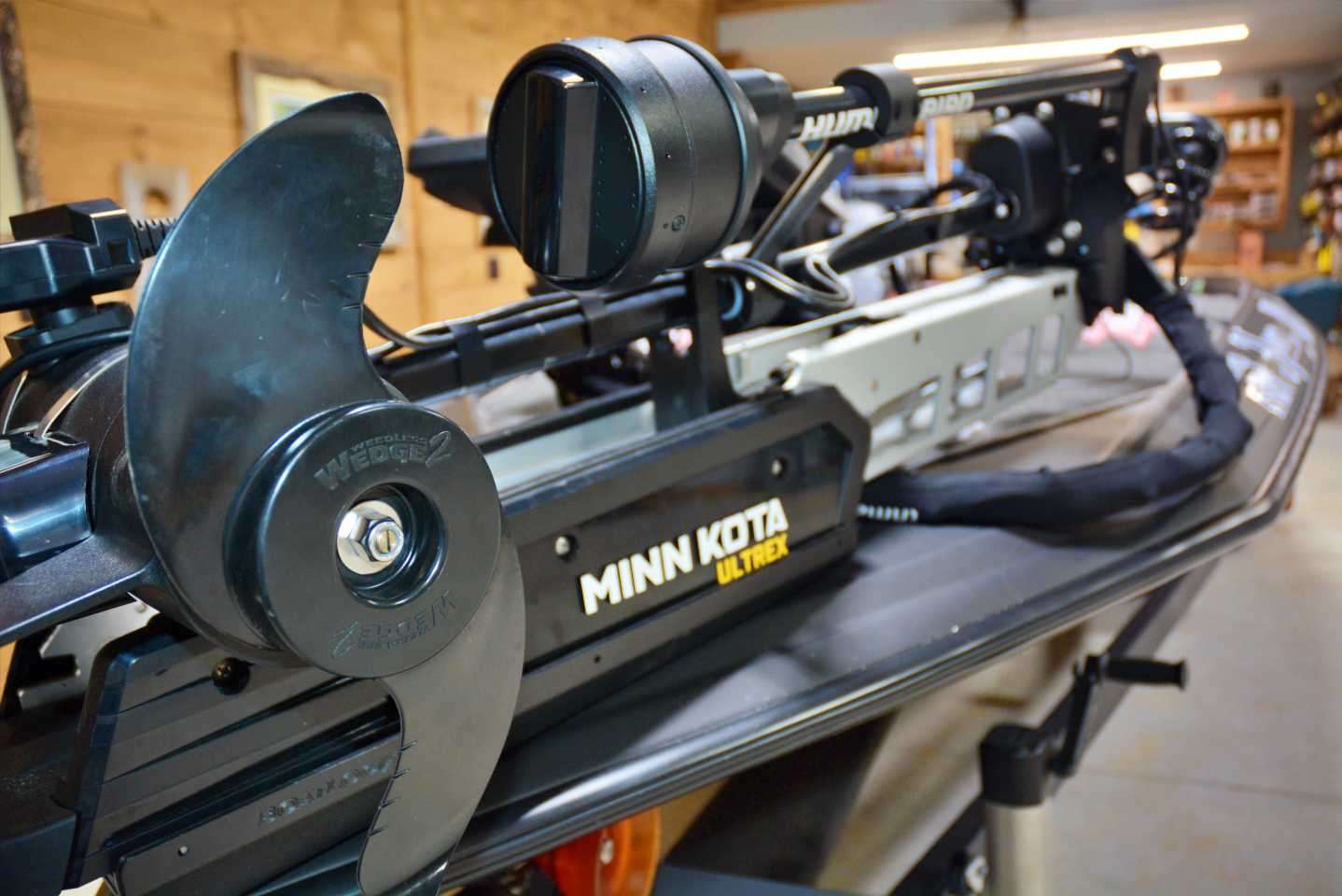 The bracket is attached to the Minn Kota Ultrex trolling motor.  