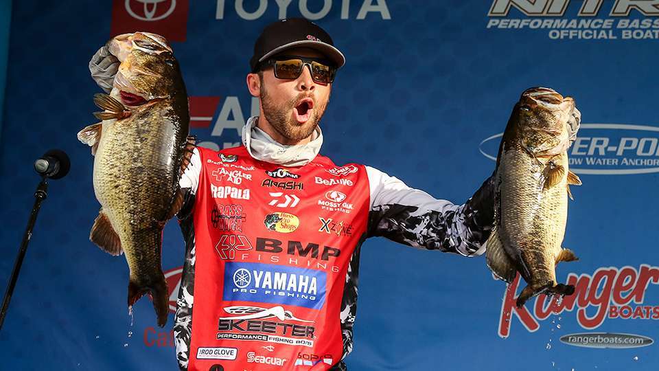 Palaniuk had hopes his two big fish would propel him from 35th into the Top 10, but he said his downfall was having a couple of 2-pounders. With two fish estimated at 17 pounds making up almost 70% of his 24-11, those dinks left him a pound shy of fishing on Sunday. He finished 14th but also lamented having only four fish on Thursday.