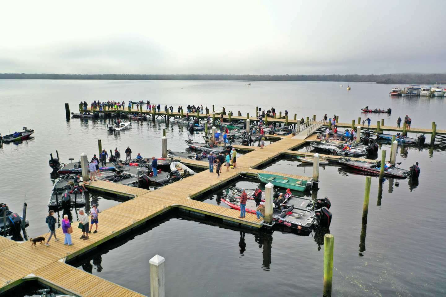 Get an eagle-eye view of takeoff on the first morning of the 2021 AFTCO Bassmaster Elite at St. Johns River!