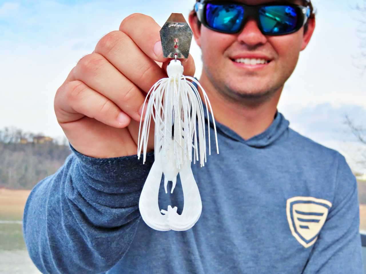 A Z-Man Evergreen ChatterBait Jack Hammer is his choice. âDuring the spawning cycle, and especially during prespawn, this bait is capable of finding bass at any depth.â 
