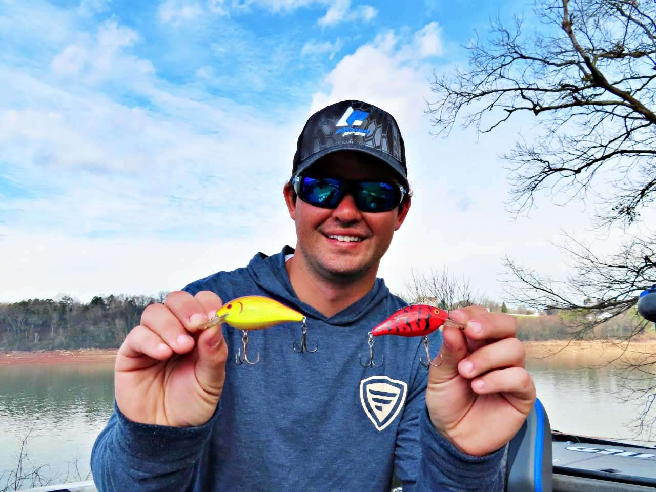 Runoff from springtime rains creates dirty water, and squarebill crankbaits are ideal for attracting reaction strikes. 
