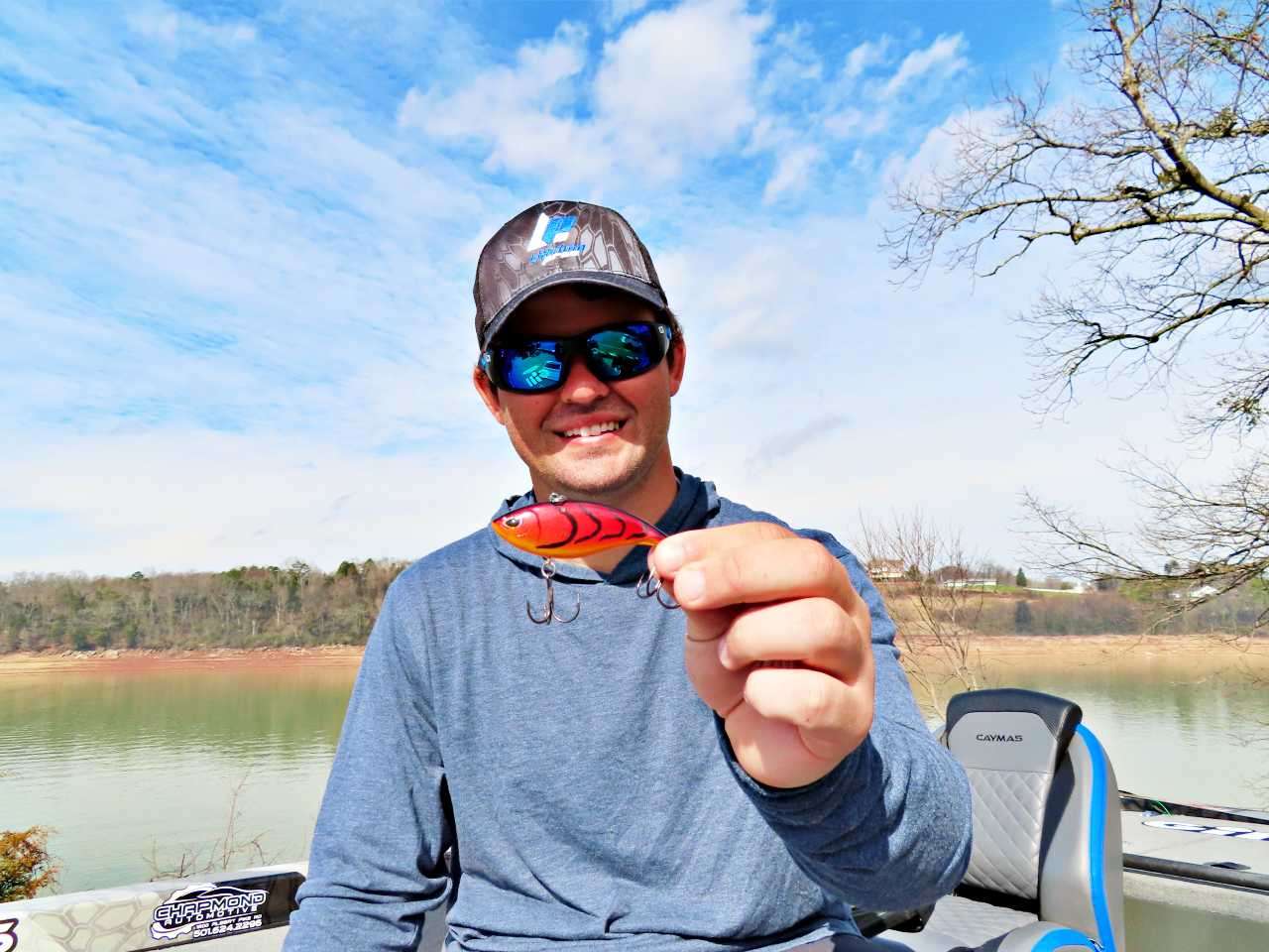 A lipless crankbait is a must during late spring, as the fish move into shallow water to spawn. âYou can cover a lot of water with this bait, because it can be retrieved horizontally through the water column.â 
