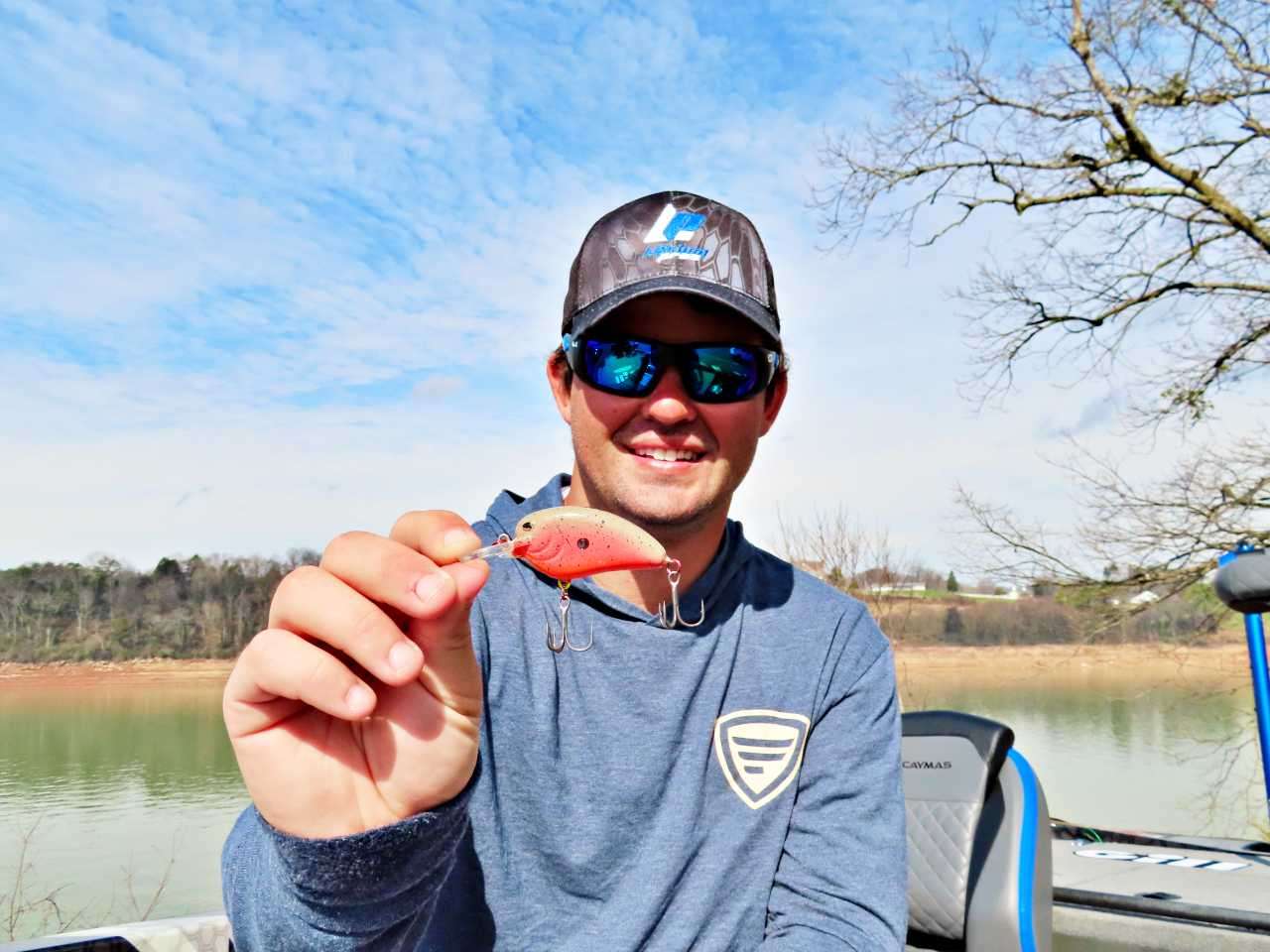 Strong low-pressure systems and springtime storms can pull migrating prespawn fish back off the shoreline. When they do, a go-to bait is a deeper diving flat-sided crankbait. 
