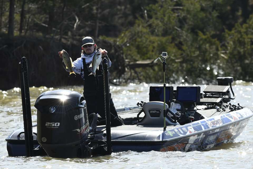 Take a look at Elite Series pros Kyle Monti and Tyler Rivet tackle Day 2 of the Guaranteed Rate Bassmaster Elite at Pickwick Lake. 