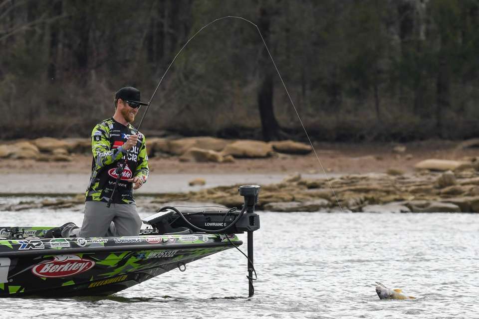 <b>Hunter Shryock (8th; 37-4) </b><br> Hunter Shryock used a crankbait and jerkbait to catch up with bass on the move. 