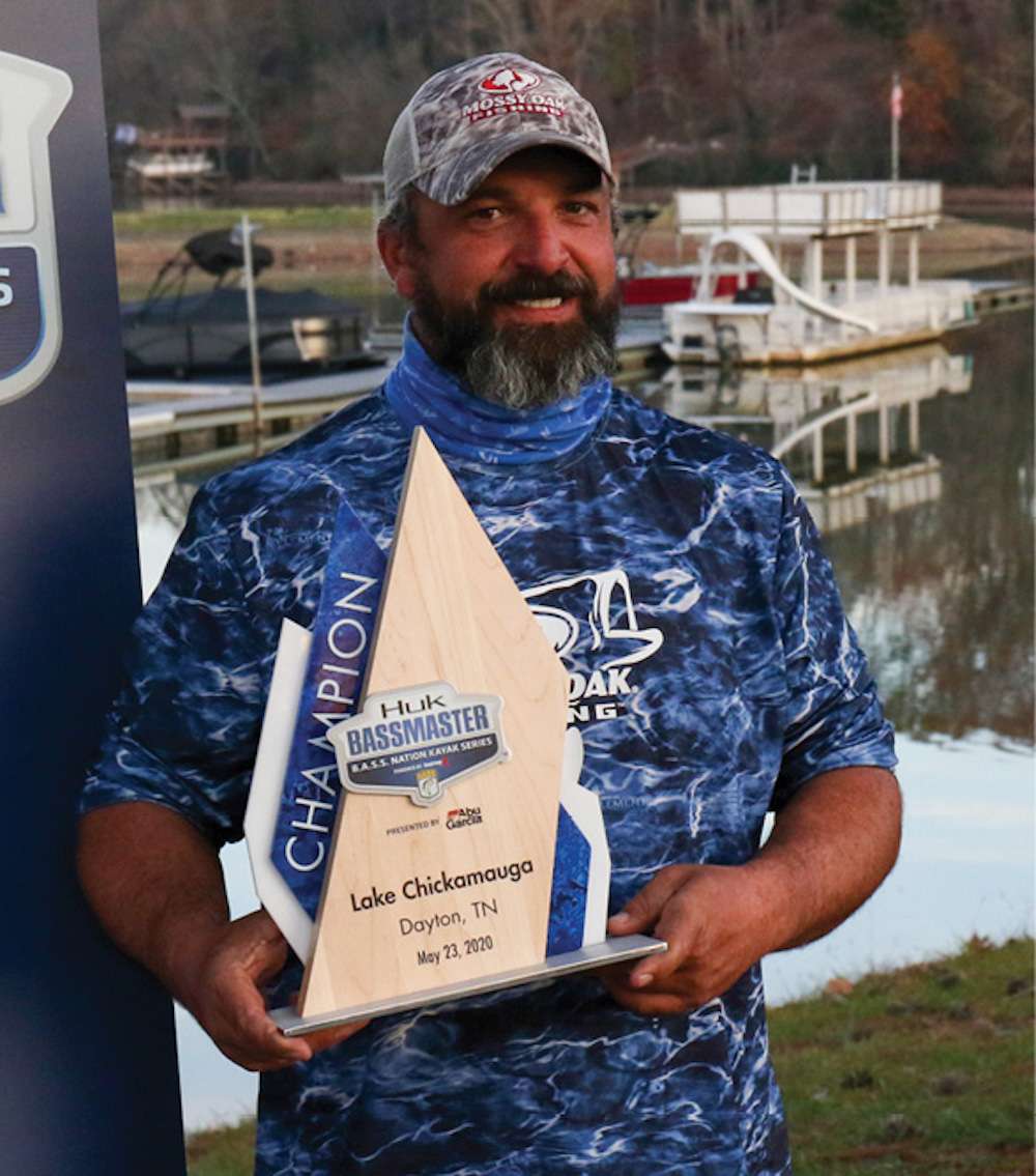 Cole targeted grasslines in 2 to 3 feet of water on The Chickâs southern end.
<br><br>
Tennessee angler Brandon Strock fished the same area as Cole, accruing 87 inches of largemouth to take second place and $3,207. Strock crawled a Z-Man JackHammer ChatterBait over rock around grasslines. Like Cole, a last-minute, 21-inch kicker boosted him in the standings â he caught it with five minutes to go.
<br><br>
Minnesota angler Scott Stuhlmann caught 81.5 inches of smallmouth to finish third. Stuhlmann cranked rocky shelves with a Rapala DT16 and a DT10 on the north end of the lake.
<br><br>
The tournament was hosted by the Rhea County Economic Development & Tourism Council.
<br><br>
The top anglers from these five tournaments are among the approximately 270 who have qualified for the B.A.S.S. Nation Kayak Series Championship, scheduled to run in conjunction with the Bassmaster Classic in Fort Worth, Texas in June.
