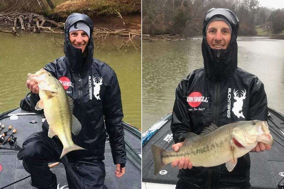 Brandon Cobb gave up hopes of catching limits to solely target big bass, and it worked out somewhat as he cobbled out a good finish over three days nine fish, including these two.