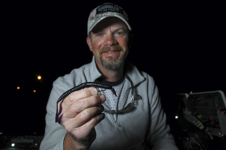 <b>Scott Gibbs (6th; 47-4) </b><br>
A key bait for Scott Gibbs was a Gambler Burner Worm, rigged on an Owner Hook, with a 3/16-ounce Titan Tungsten ProSeries Weight. 
