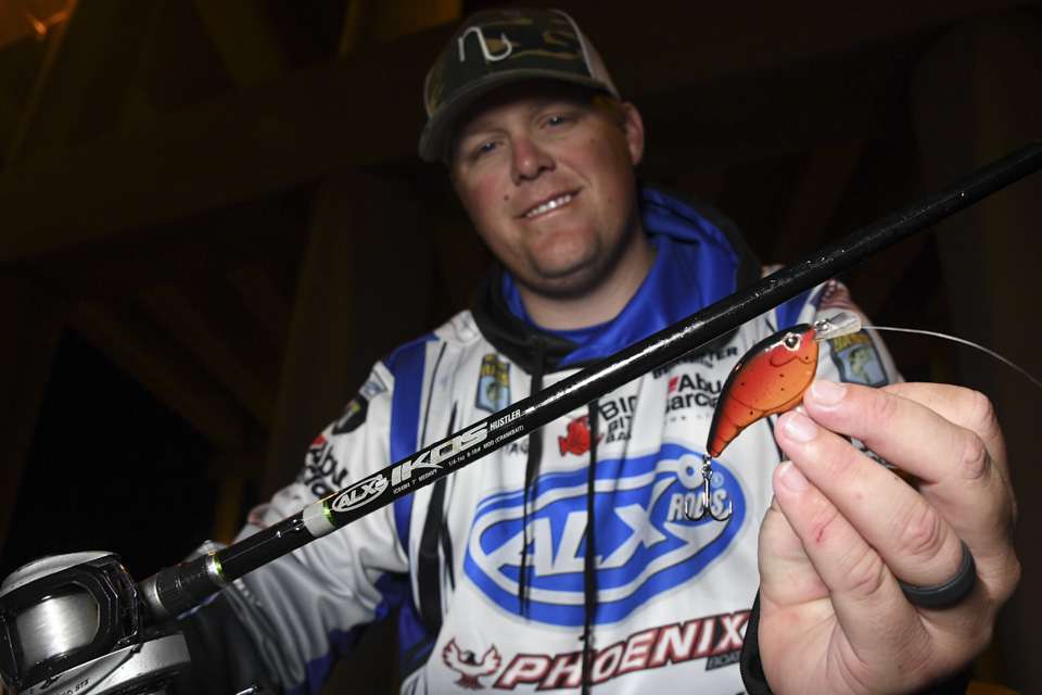 The Berkley Frittside 5 was the key bait for Whitaker, for prespawn staging bass.  