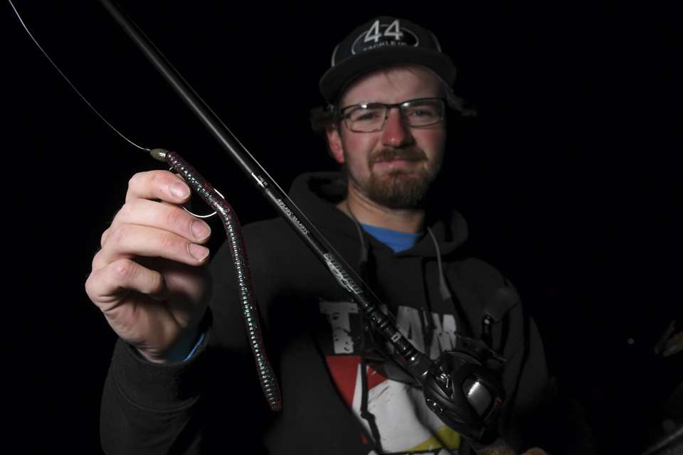 So was a Zoom Magnum Trick Worm, rigged on a 5/0 Gamakatsu Hook, with a 3/8-ounce tungsten weight.  