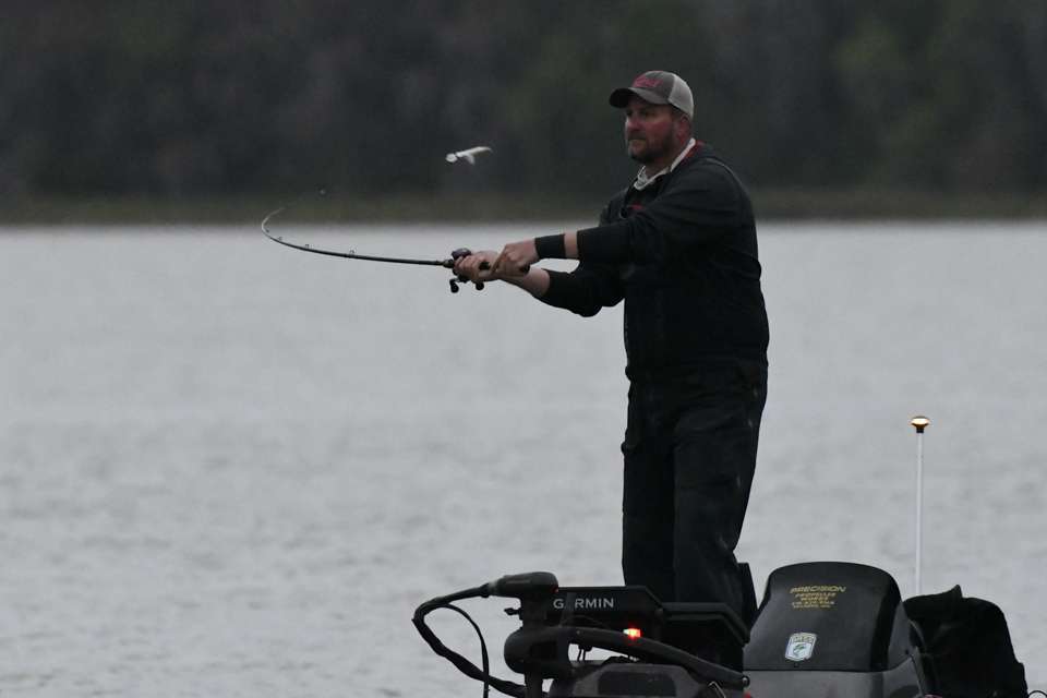 <b>Keith Tuma (1st; 58-13) </b><br>
Keith Tuma made what he believed was a key adjustment to his bladed jig. âEverybody else who was in the area was throwing ChatterBaits with paddletail trailers, but I think that the little subtle difference in my trailer made the fish want to eat,â he said. âI was getting bit when other guys werenât.â
